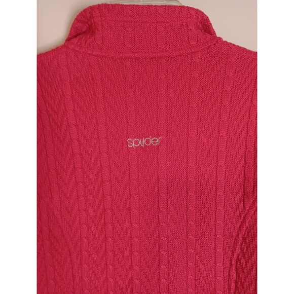 SPYDER Hot Pink Ribbed Knit Zip Front Core Sweater Jacket Women’s Sz Medium - Picture 6 of 6